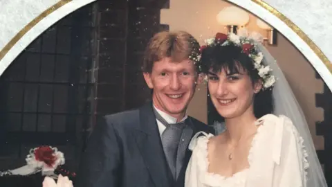 Heather Evans Perry and Heather Evans on their wedding day