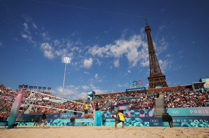 Inside the Eiffel Tower Stadium.