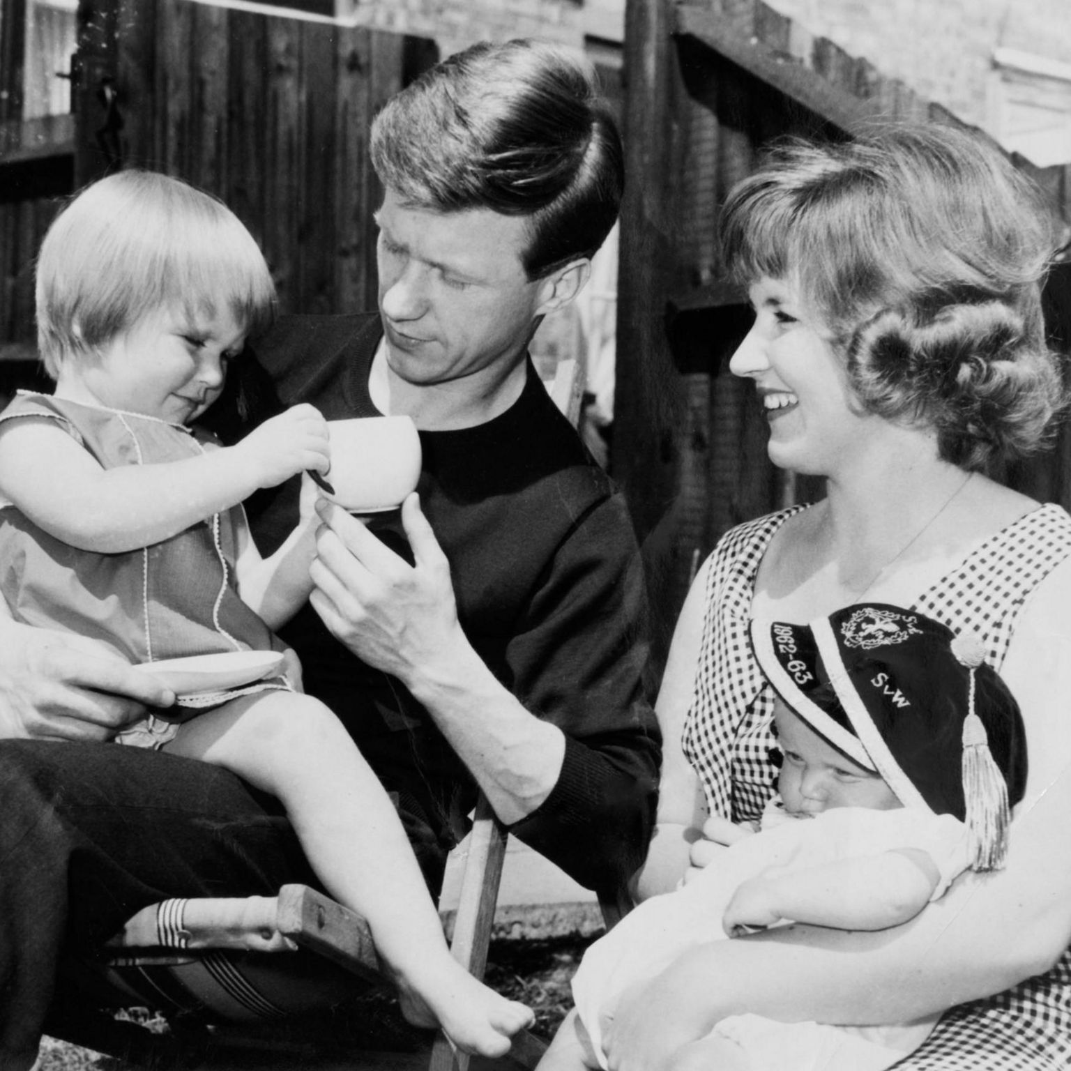 The White family in a black and white photo from 1964