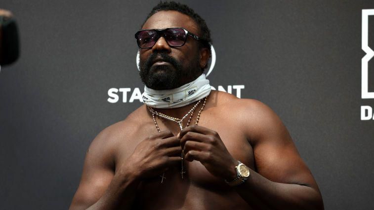 Derek Chisora at the weigh-in for his fight against Gerald Washington