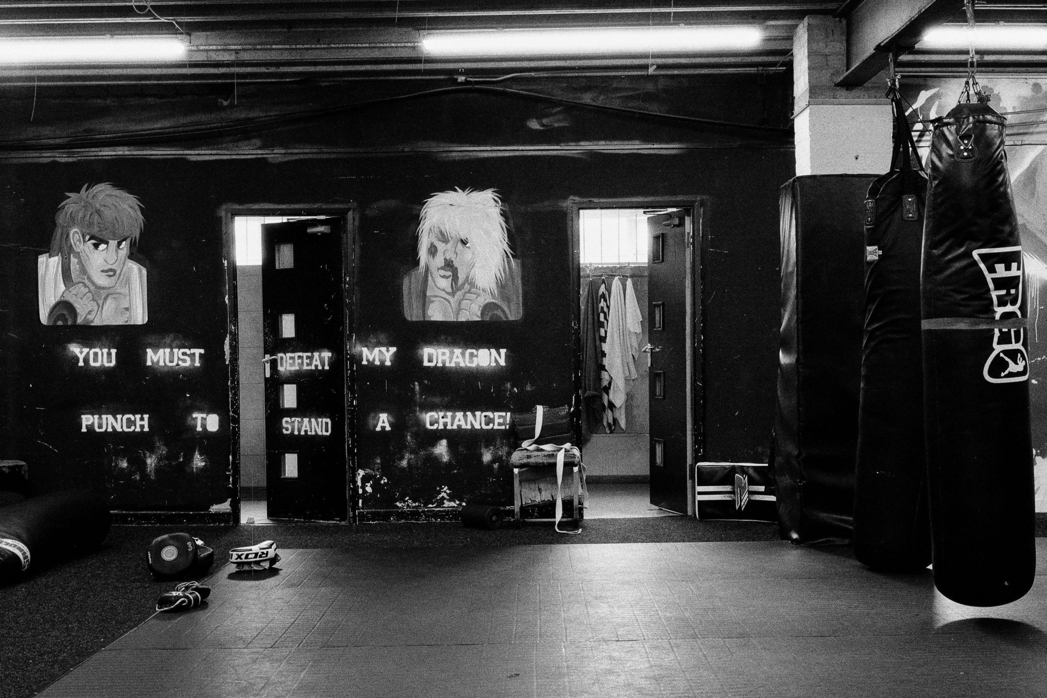 The interior walls, with graffiti, of the Next Generation Gym in Liverpool