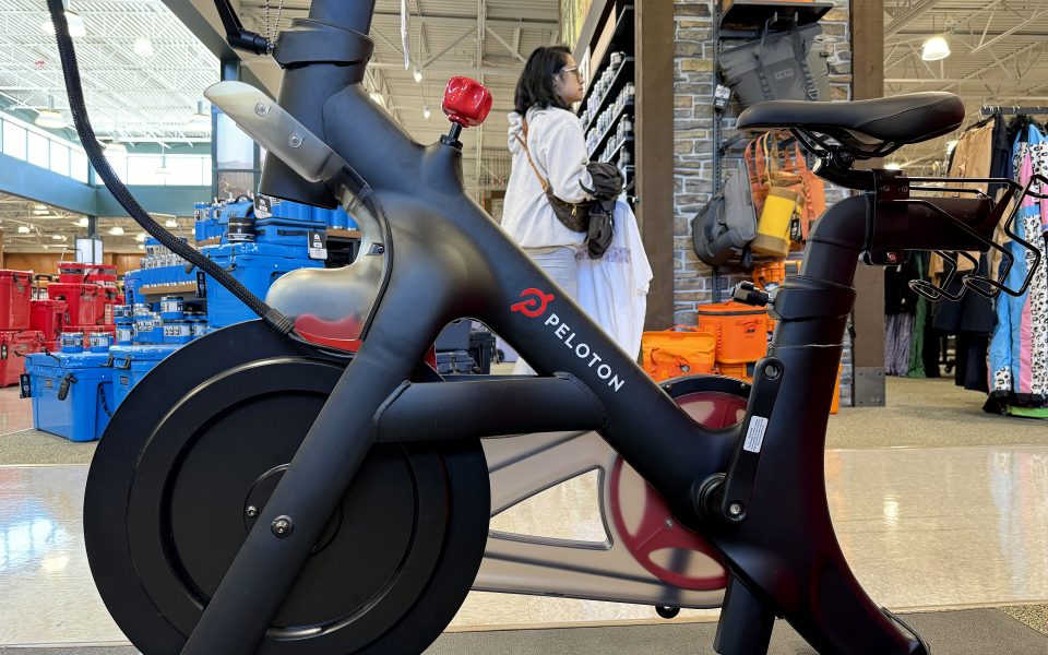 DALY CITY, CALIFORNIA - MAY 08: a Peloton bike is displayed at a Dick's Sporting Goods store on May 08, 2024 in Daly City, California. Several private equity firms are considering a buyout of struggling fitness company Peloton a week after CEO Barry McCarthy announced that he would step down and the company planned to cut 15% workforce following a poor earnings report. The company has had 13 straight quarters of financial losses. (Photo by Justin Sullivan/Getty Images)