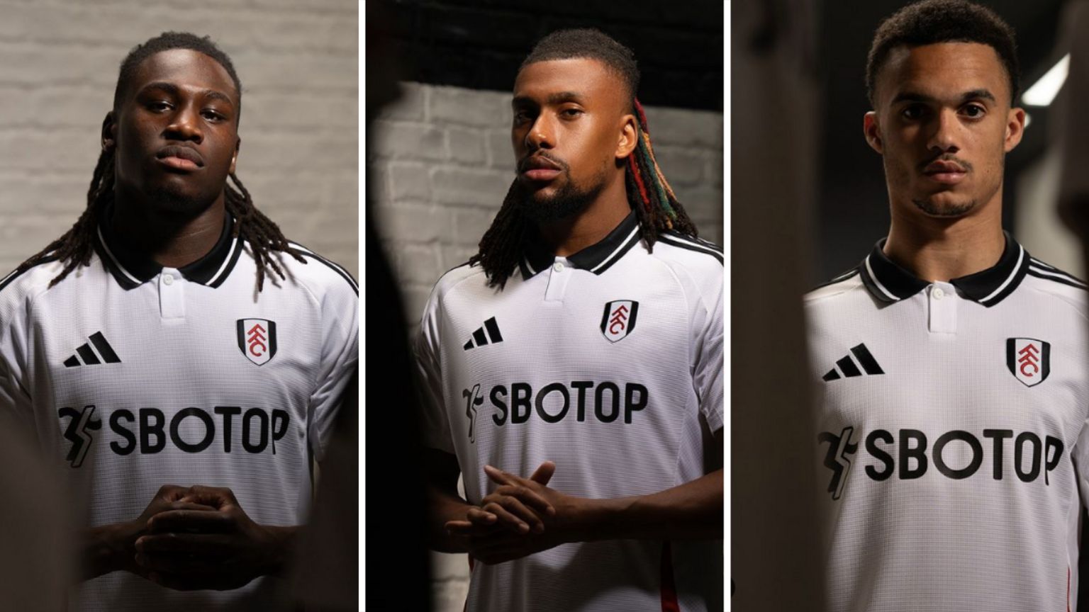 Calvin Bassey, Alex Iwobi and Antonee Robinson model Fulham's new home kit.