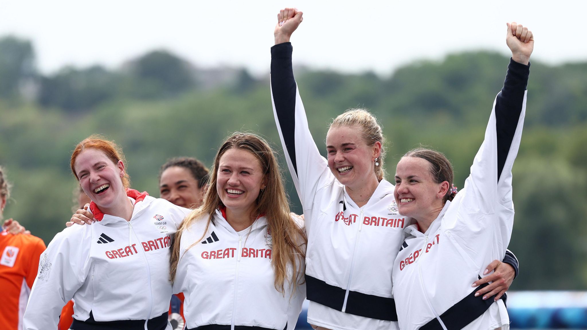 Team GB on the podium after clinching gold