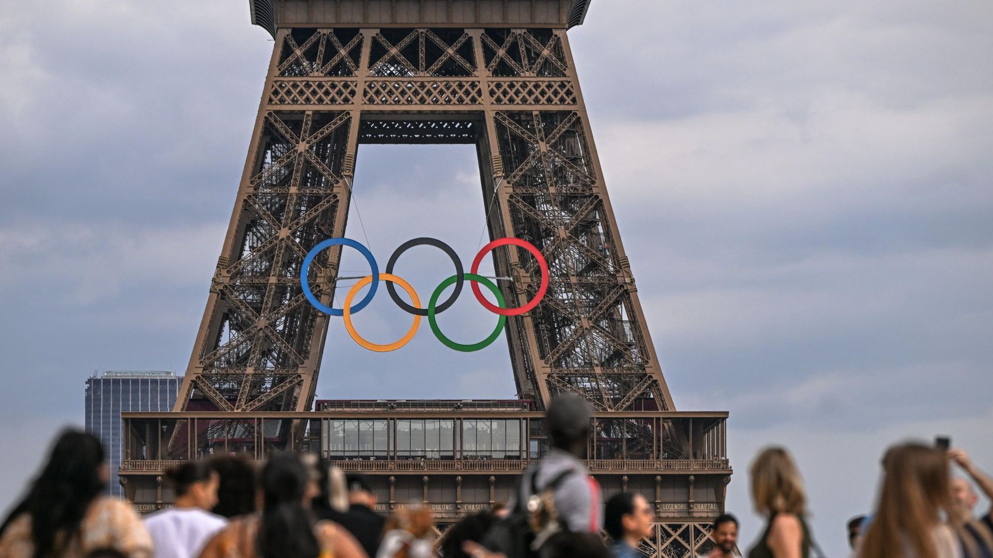 Eiffel Tower with Olympic rings