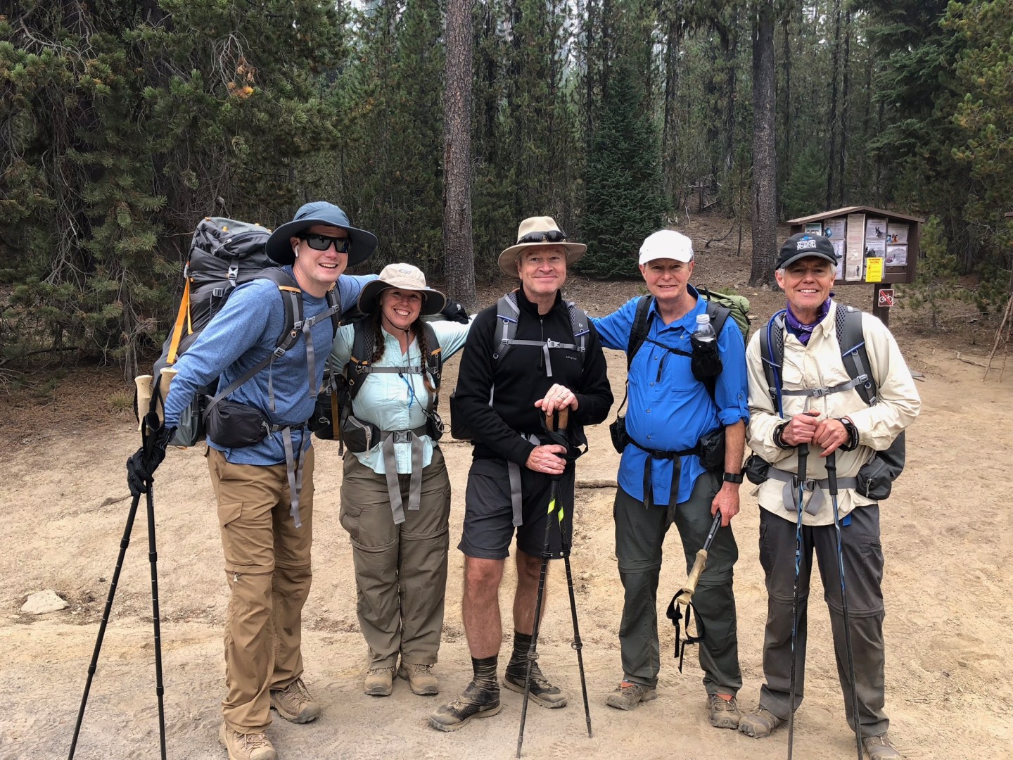 Jason Buechel hiking with friends.