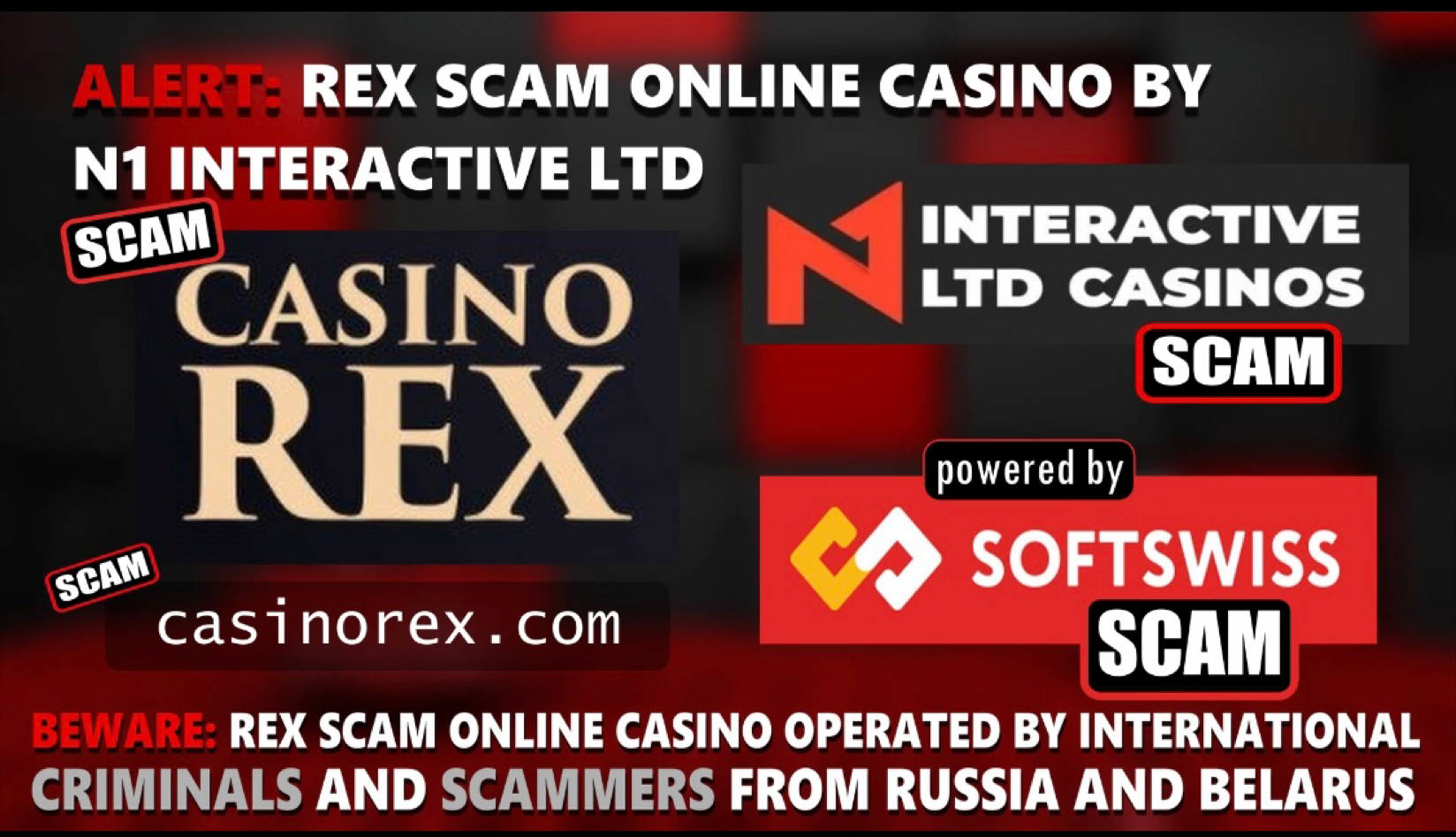 Casino Rex Scam-Softswiss-N1 Interactive-Roland Yakovlevich Isaev-Paata Gamgoneishvili-Ivan Montik-Pavel Kashuba-Dmitry Yaikov