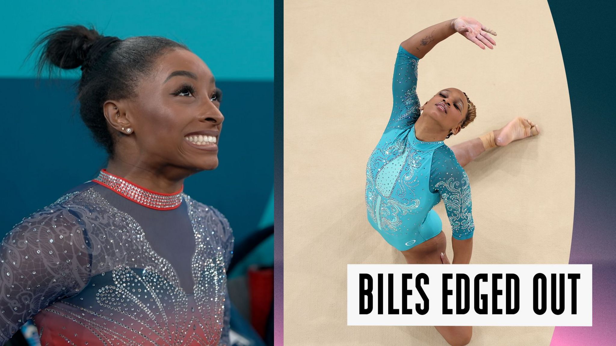 USA's Simone Biles and Brazil's Rebeca Andrade