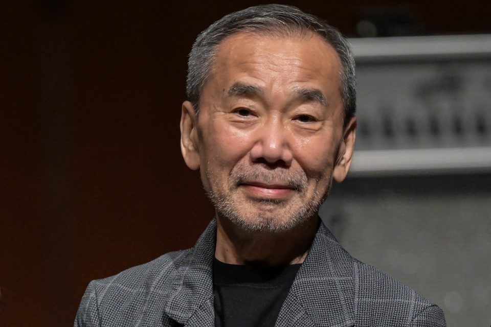 Japanese author Haruki Murakami poses during a photo call following a performance entitled the "Haruki Murakami produce Murakami JAM vol.3 A hot and gentle fusion night", at the Sumida Triphony Hall in Tokyo on June 29, 2024. (Photo by Richard A. Brooks / AFP) (Photo by RICHARD A. BROOKS/AFP via Getty Images)