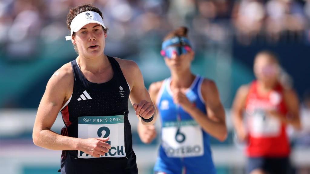 Kate French running in the modern pentathlon in Paris