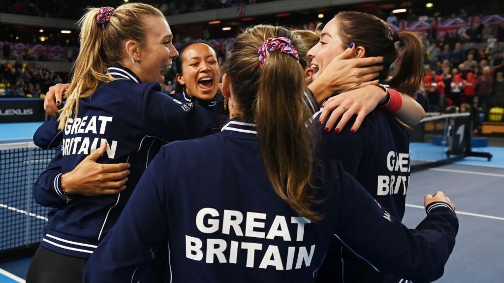 GB tennis players celebrate