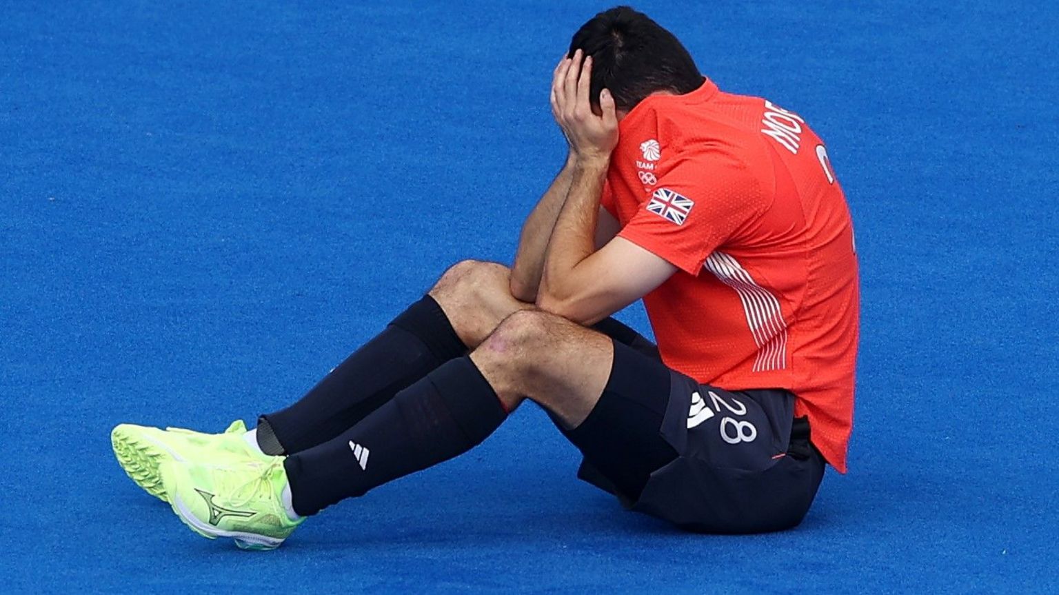 Britain's Lee Morton reacts to the shootout loss