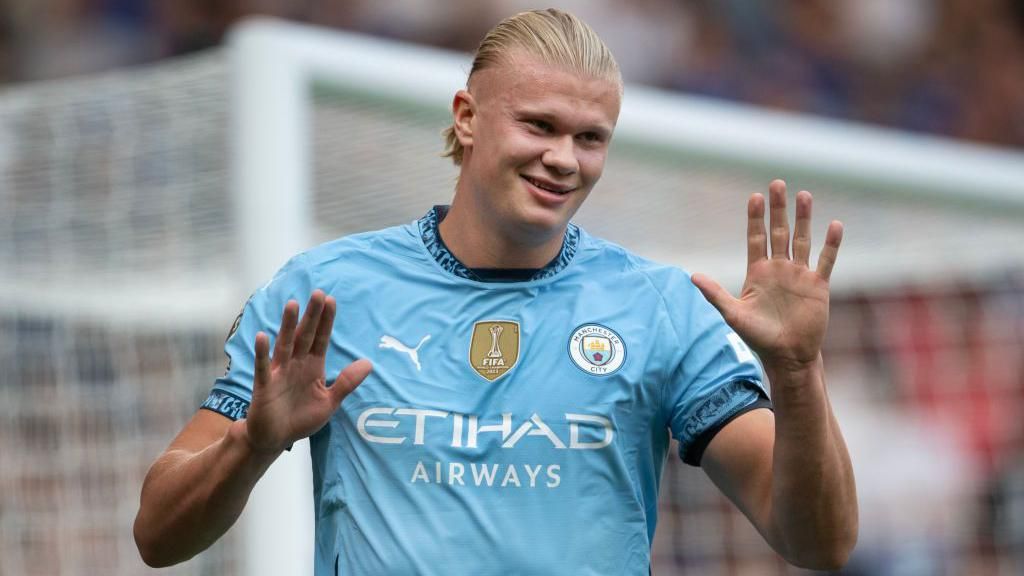 Erling Haaland celebrating his goal against Chelsea