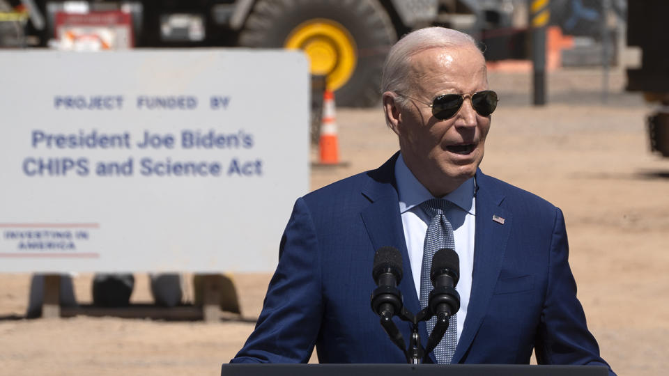 President Biden speaking at Intel