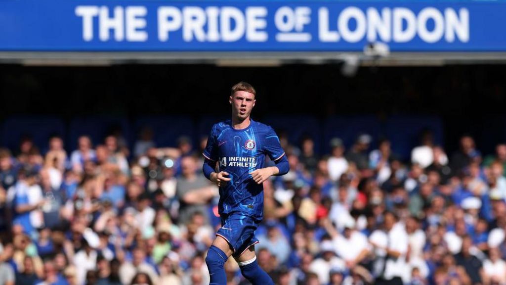 Cole Palmer in action during a friendly for Chelsea