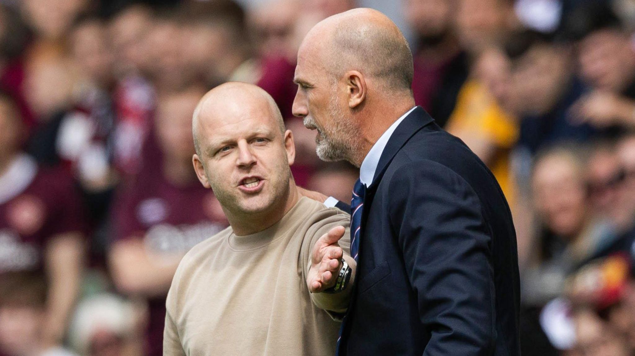 Hearts head coach Steven Naismith and Rangers manager Philippe Clement