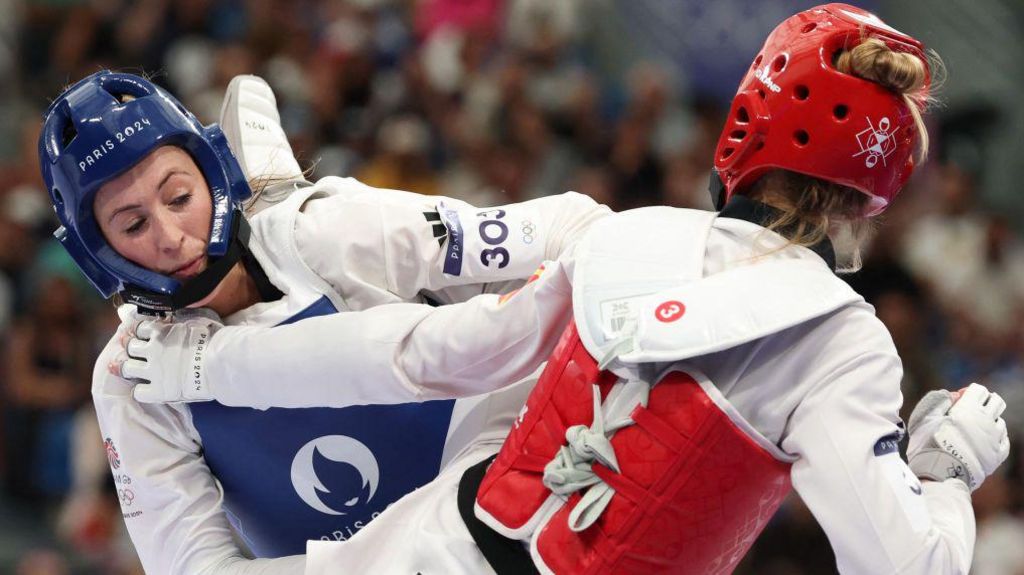 GB's Jade Jones in her first-round taekwondo fight