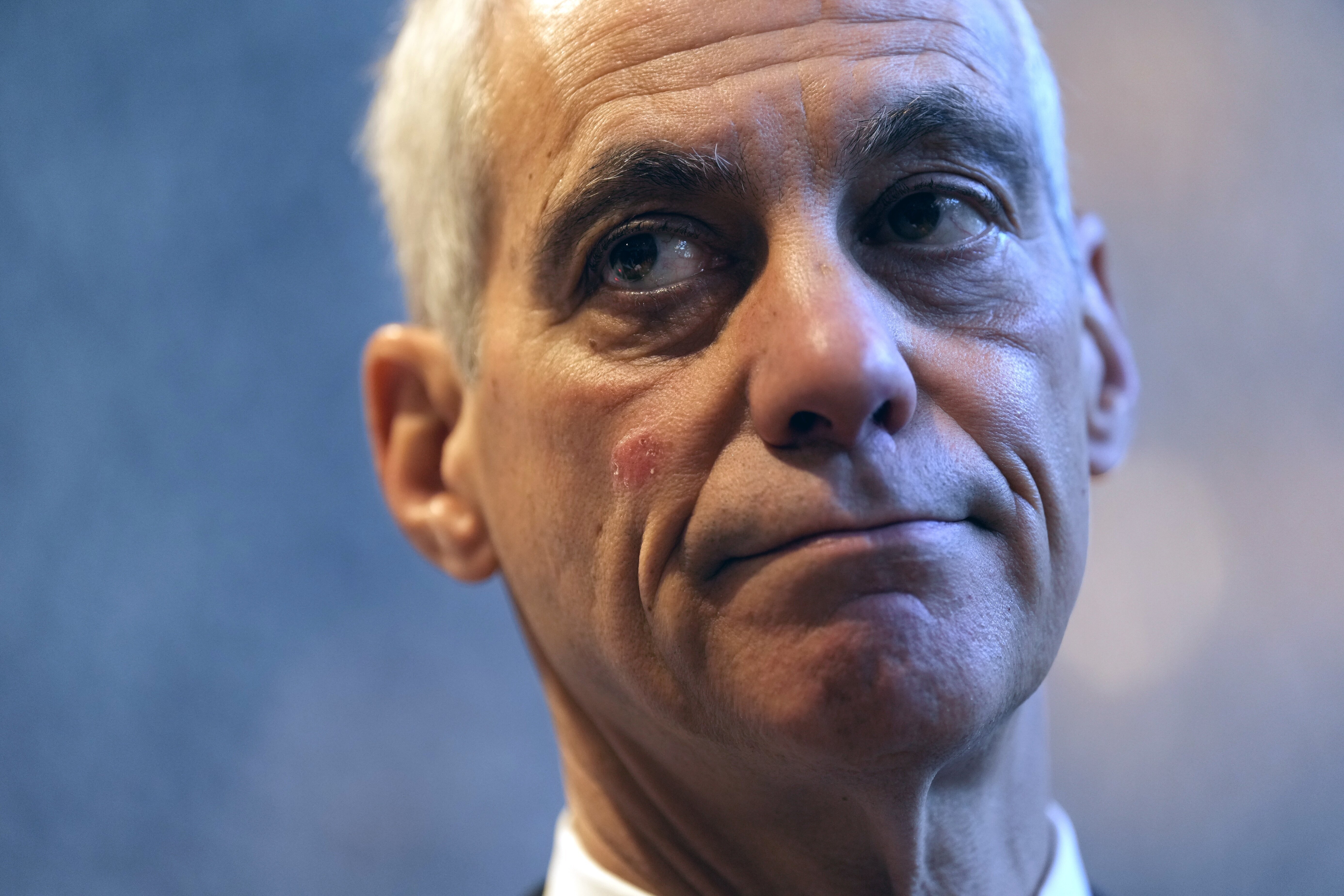 U.S. Ambassador to Japan Rahm Emanuel speaks to media after meeting with Japanese Foreign Minister Yoko Kamikawa at the foreign ministry in Tokyo, on Nov. 30, 2023.