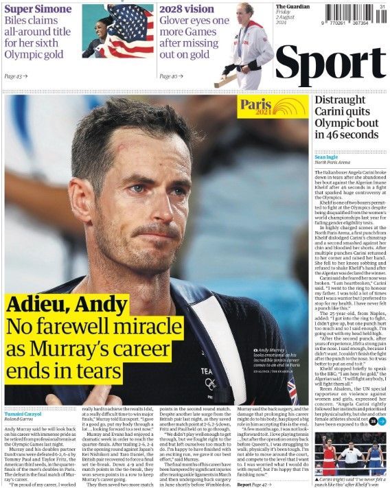 The back page of the Guardian