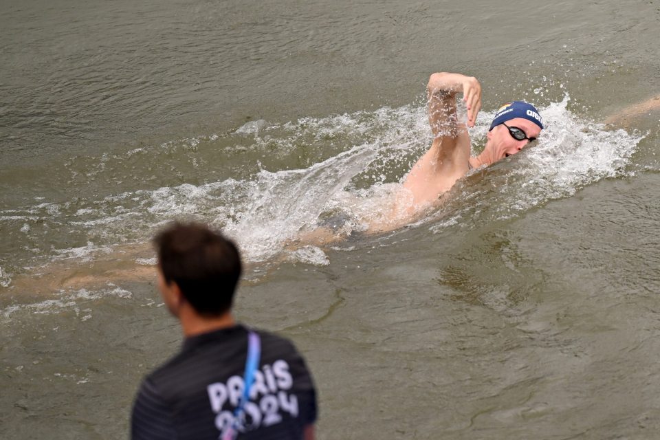 A swimmer in Paris's Seine River.