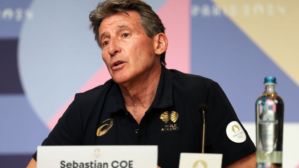 Lord Coe at a press conference