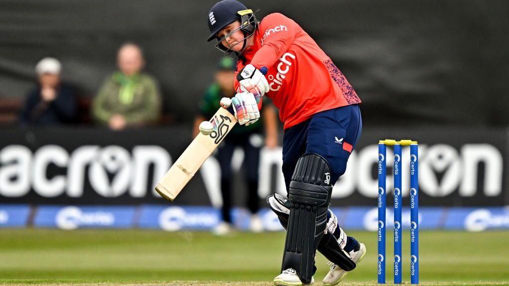 England batter Bryony Smith plays a shot