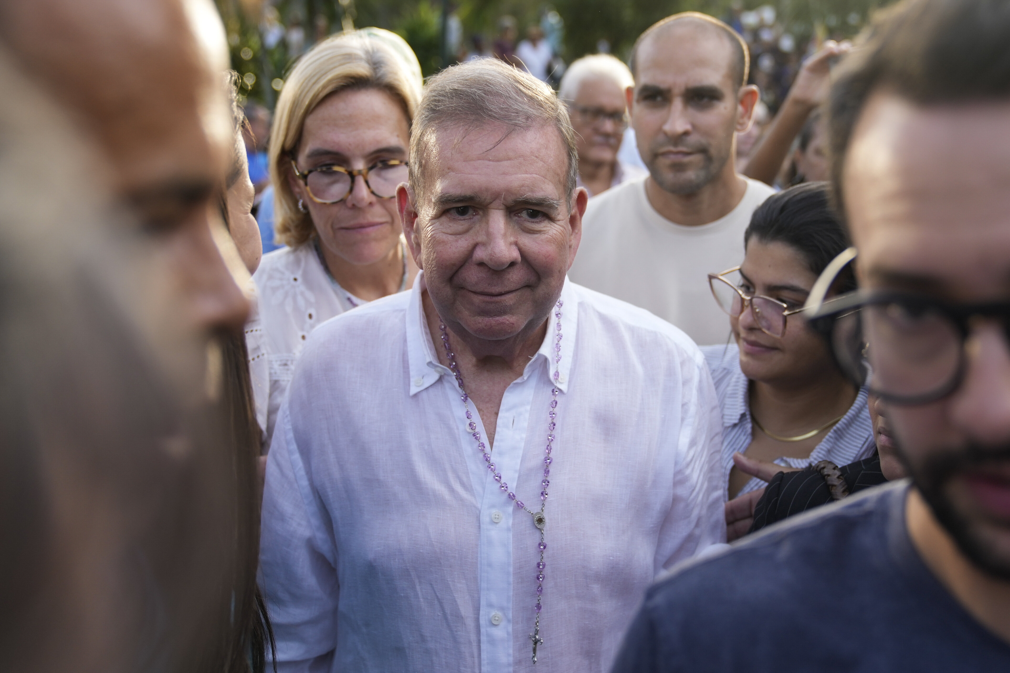 FILE - Venezuelan opposition presidential candidate Edmundo González attends a campaign event before the election in Caracas, Venezuela, June 13, 2024. (AP Photo/Ariana Cubillos, File)