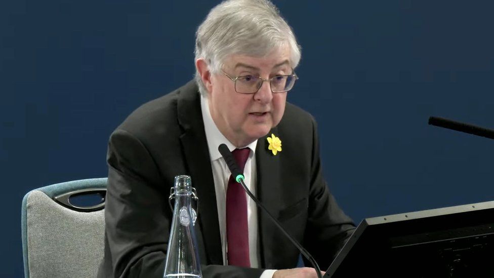 Former First Minister Mark Drakeford giving evidence to the Covid inquiry in March 2024