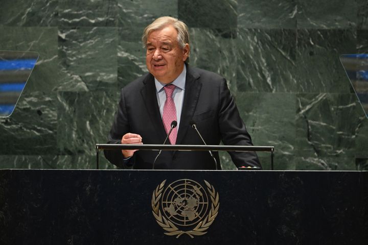 U.N. Secretary-General Antonio Guterres speaks during the "Summit of the Future" on the sidelines of the U.N. General Assembly at the U.N. Headquarters in New York, September 22, 2024.