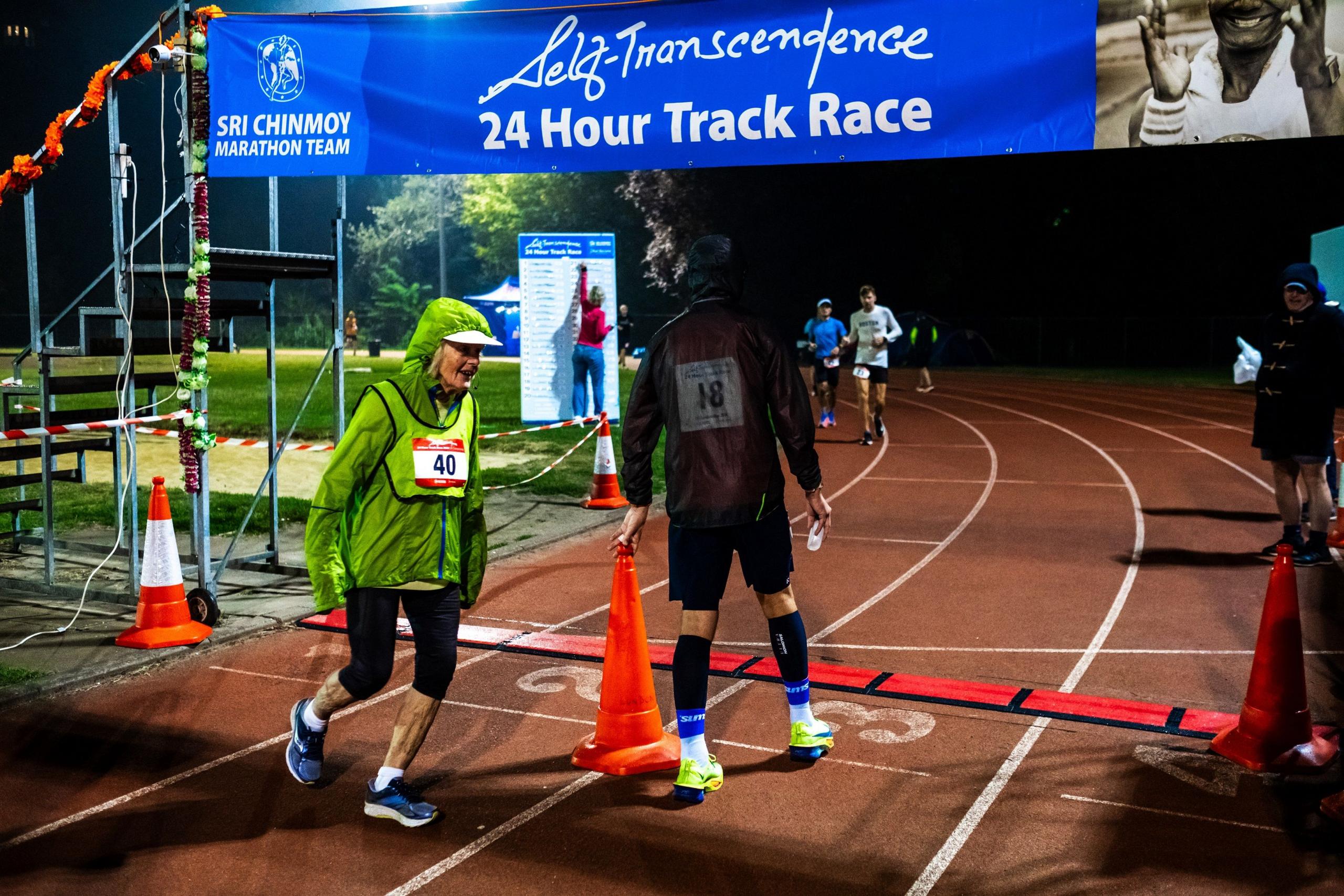 Runners change direction in the Sri Chinmoy 24hr Track Race in Battersea