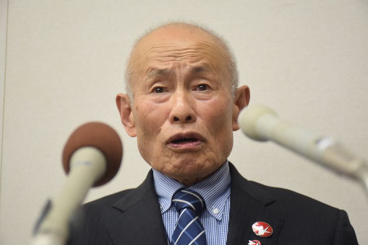 Tomoyuki Mimaki, representative director of the Nihon Hidankyo, attends a press conference after the group was awarded the 2024 Nobel Peace Prize on Friday.