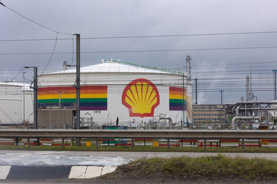 Shell's oil storage silo in Rotterdam, Netherlands. 