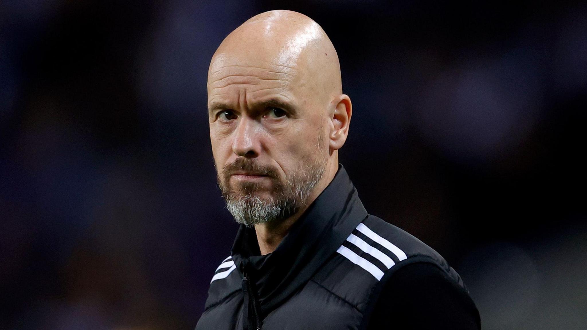 Manchester United manager Erik ten Hag looks on during Europa League match at Porto