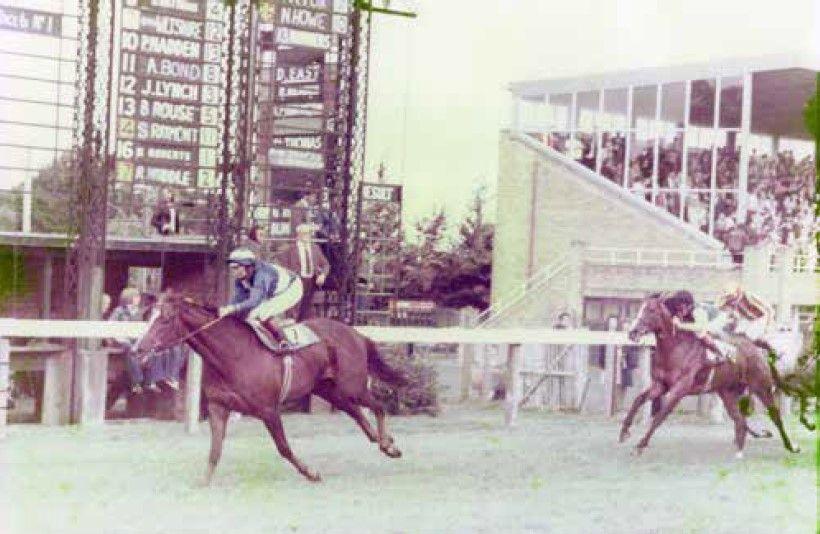 Karen Wiltshire winning on The Goldstone at Salisbury in 1978