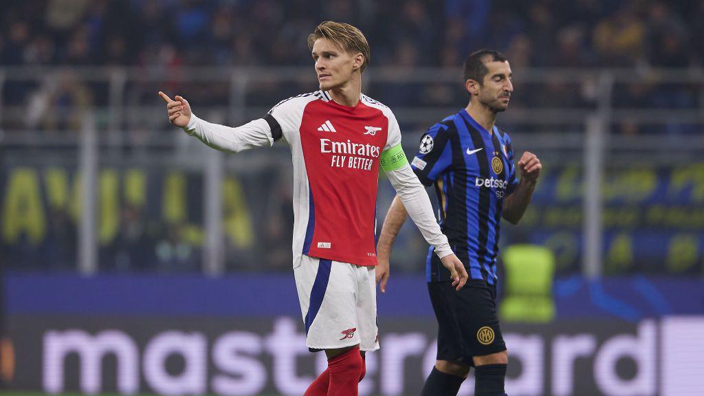 Martin Odegaard reacts during the game against Inter Milan