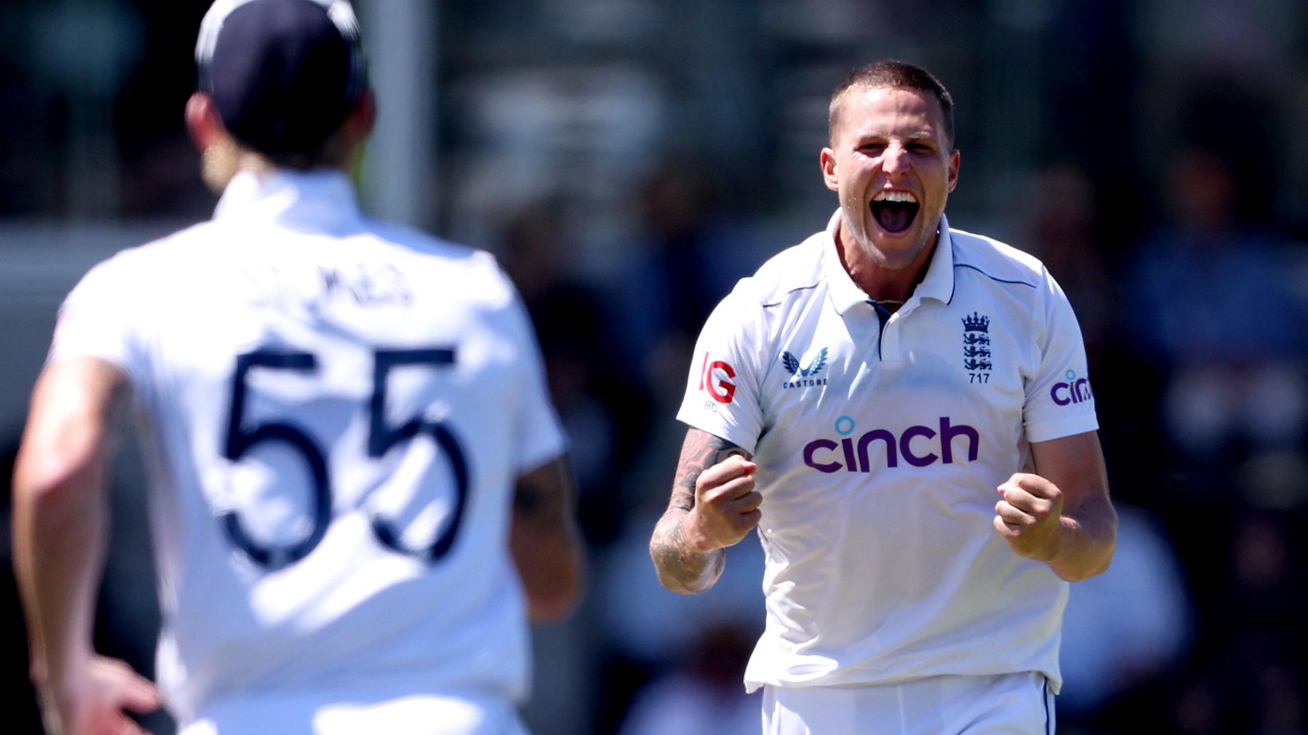 Brydon Carse celebrates