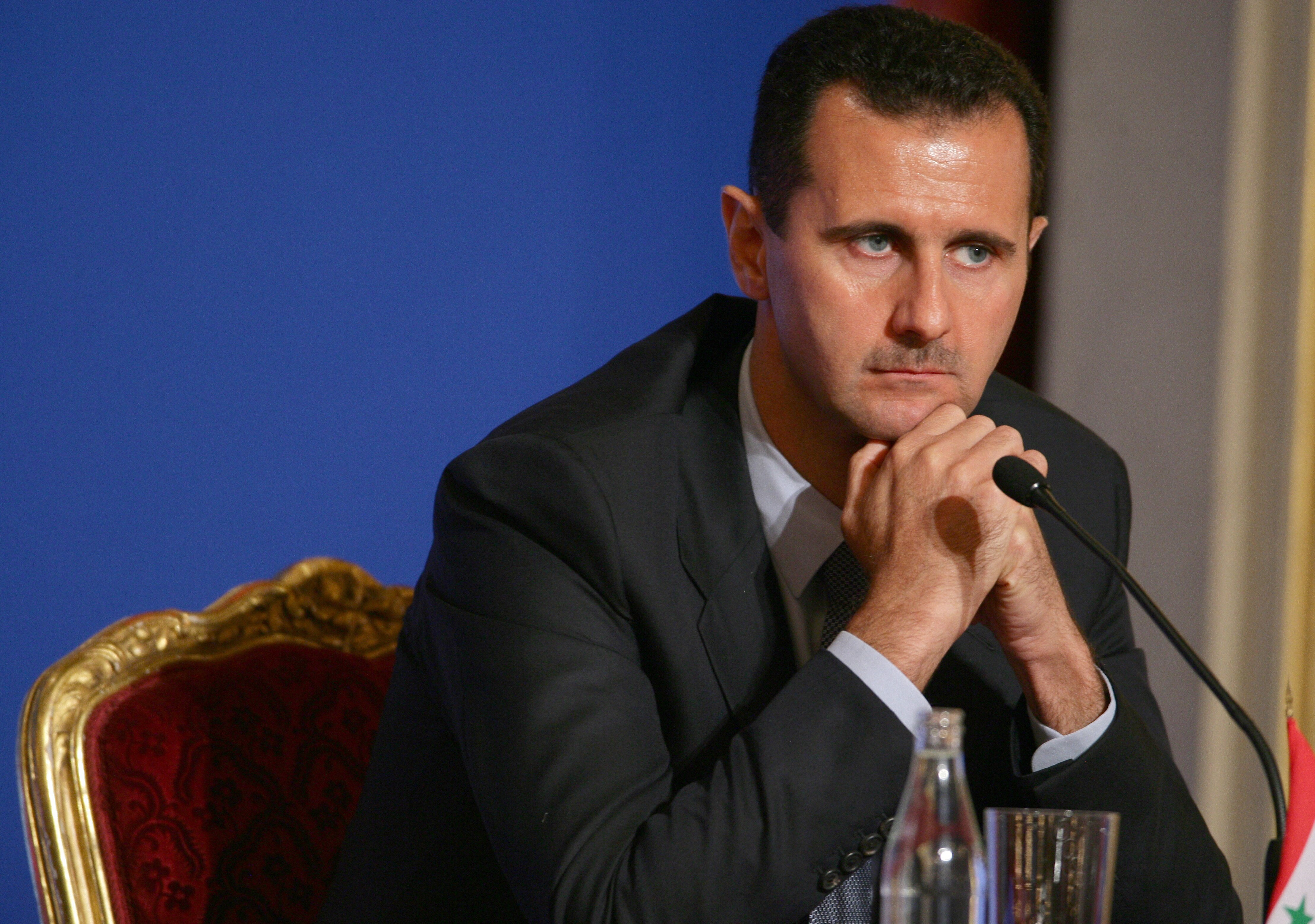 Syrian President Bashar Al-Assad in 2008. (Photo by Pool BENAINOUS/HOUNSFIELD/Gamma-Rapho via Getty Images)