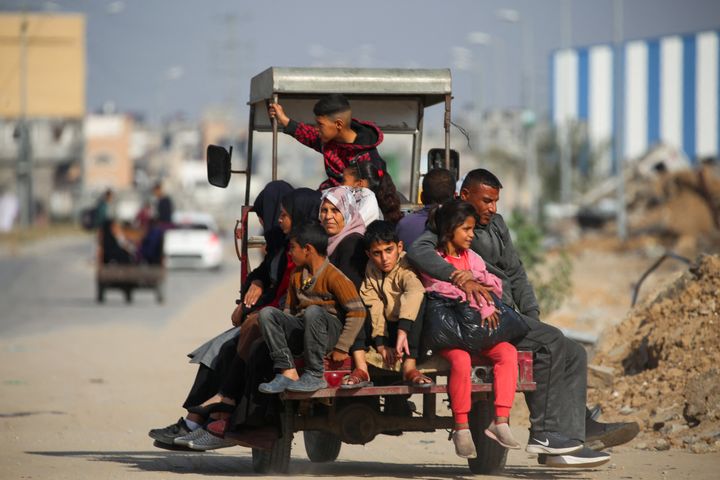 Palestinians flee the al-Maghazi refugee camp in central Gaza following Israeli evacuation orders on Dec. 11, 2024, as the war between Israel and Hamas continues.