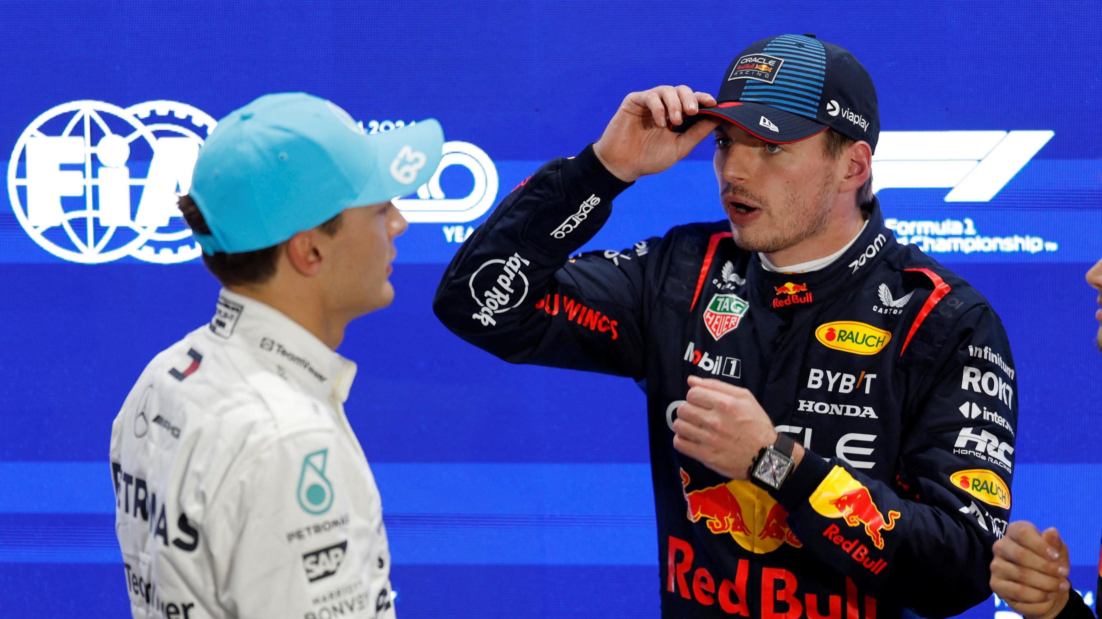 Max Verstappen and George Russell at the Qatar Grand Prix 