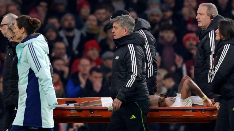 Arsenal's striker problems worsened as Gabriel Jesus faces a lengthy absence after being taken off on a stretcher in the FA Cup Third Round loss to Manchester United