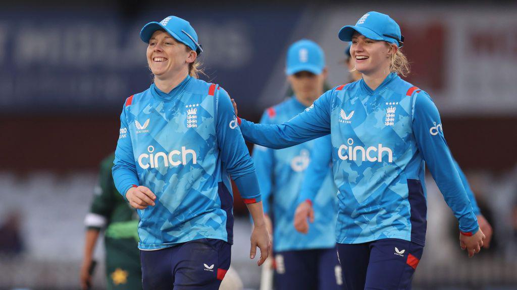 England bowler Charlie Dean (left) and captain Heather Knight 