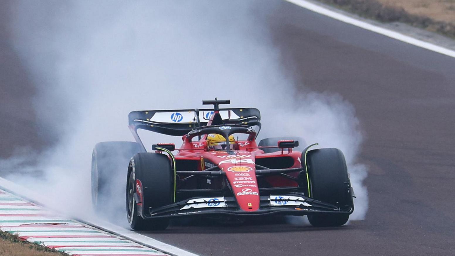 Lewis Hamilton drives the 2023 Ferrari F1 car at Fiorano