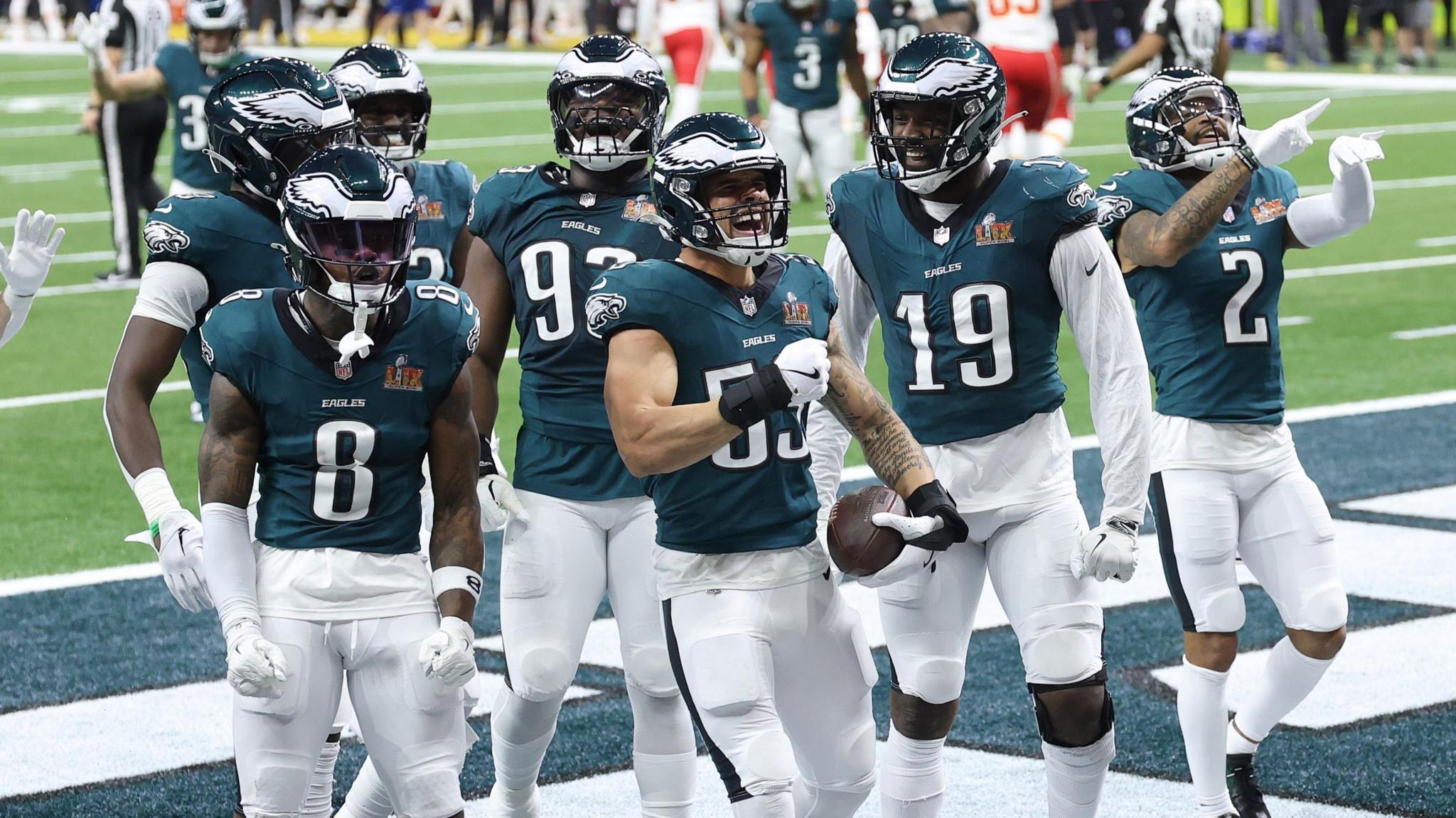 The Eagles defence was completely on top, also scoring a touchdown from a Mahomes interception