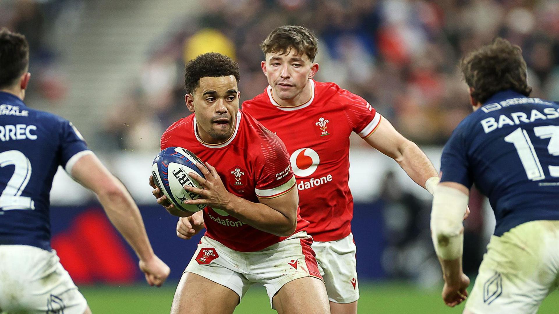 Ben Thomas and Dan Edwards playing for Wales against France