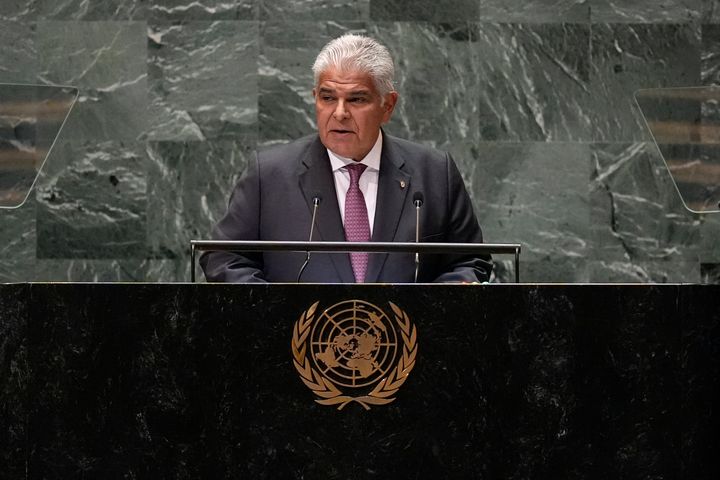 President of Panama José Raúl Mulino Quintero addresses the 79th session of the United Nations General Assembly, Wednesday, Sept. 25, 2024. (AP Photo/Pamela Smith)