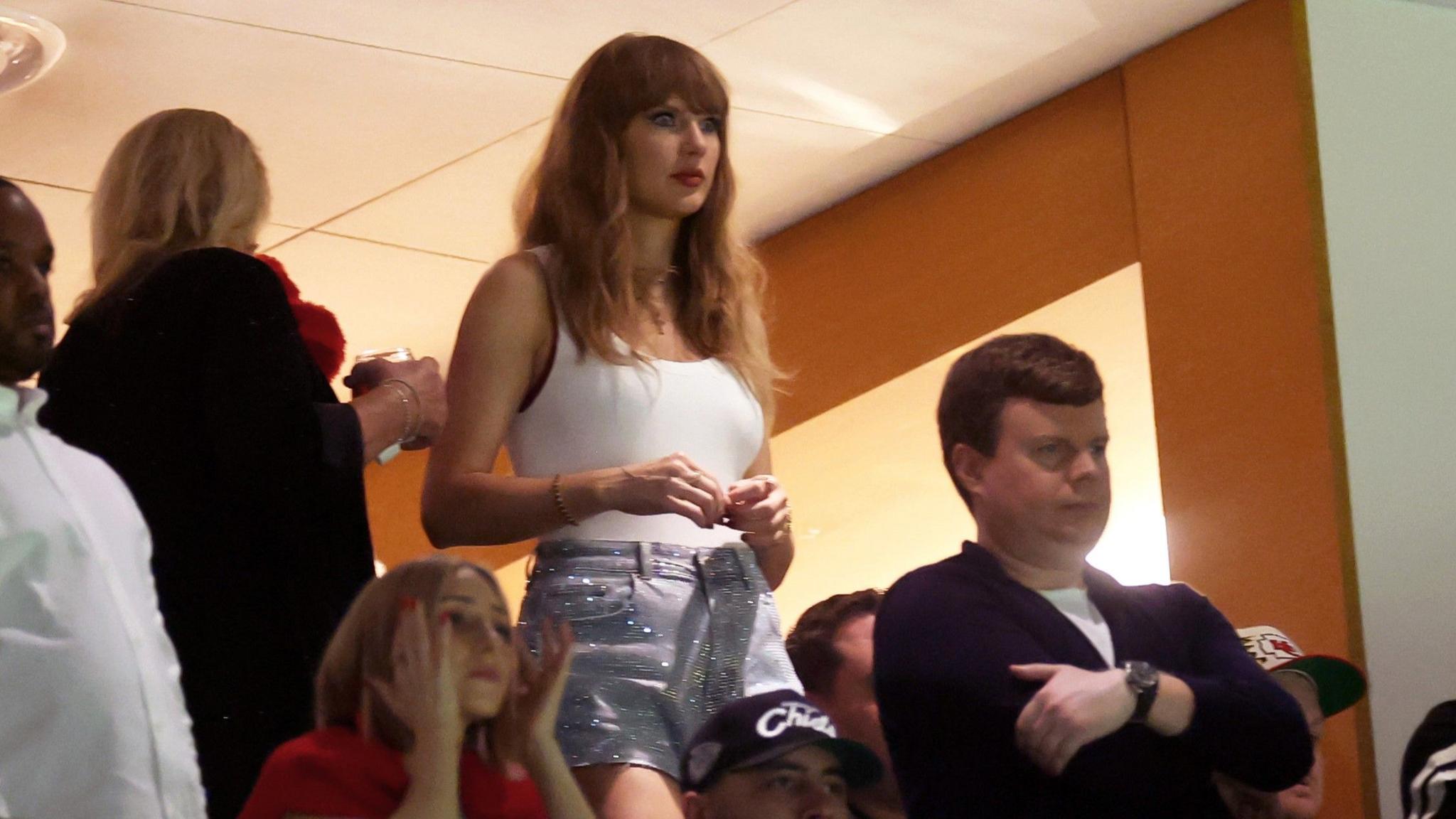 Taylor Swift watches Super Bowl 59 from a suite