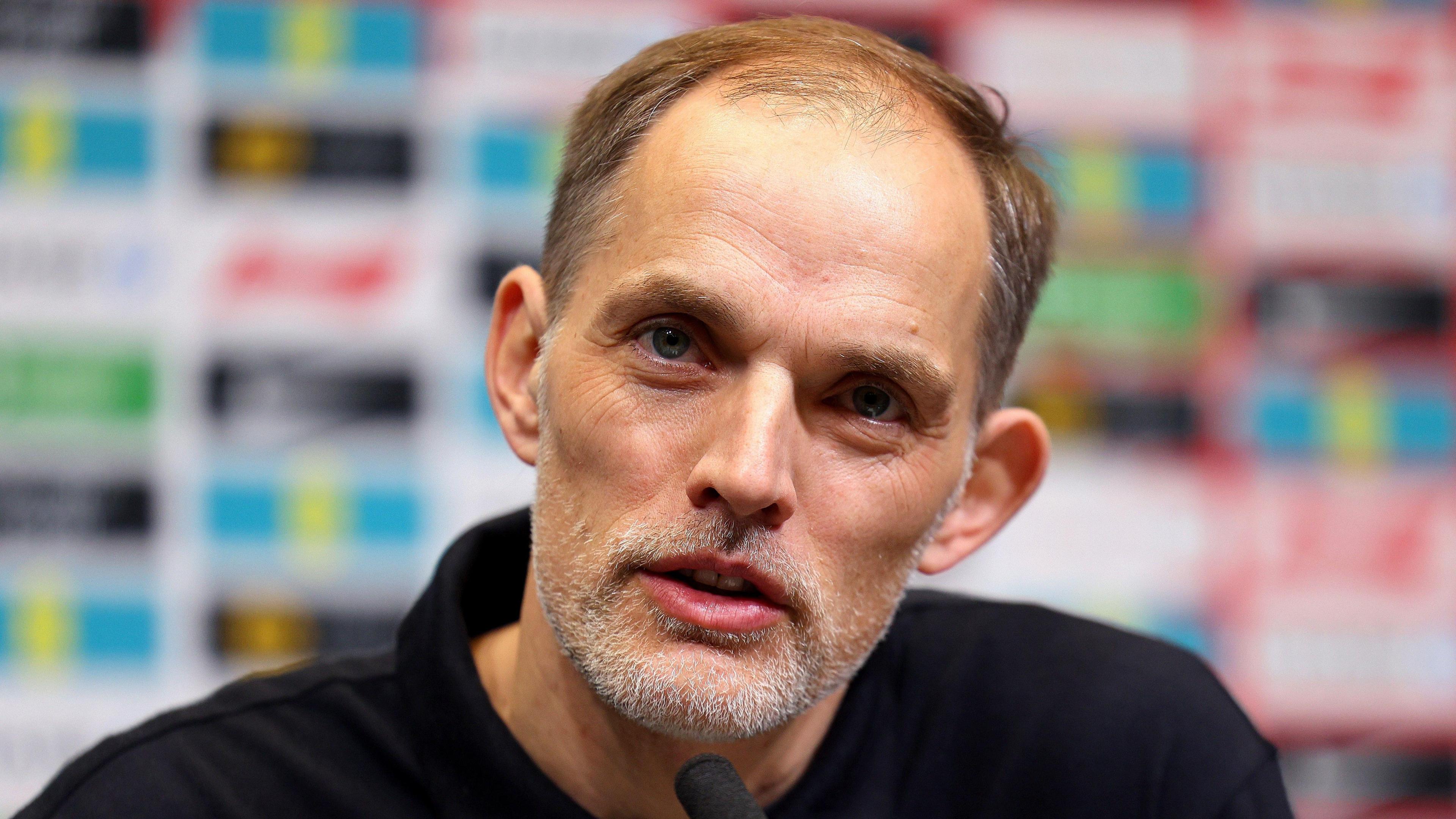 Thomas Tuchel during a news conference after naming his first England squad