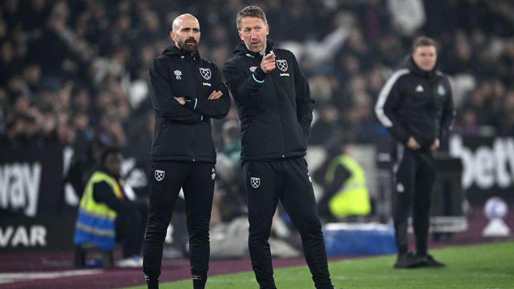 Graham Potter and his assistant Bruno Salter at West Ham